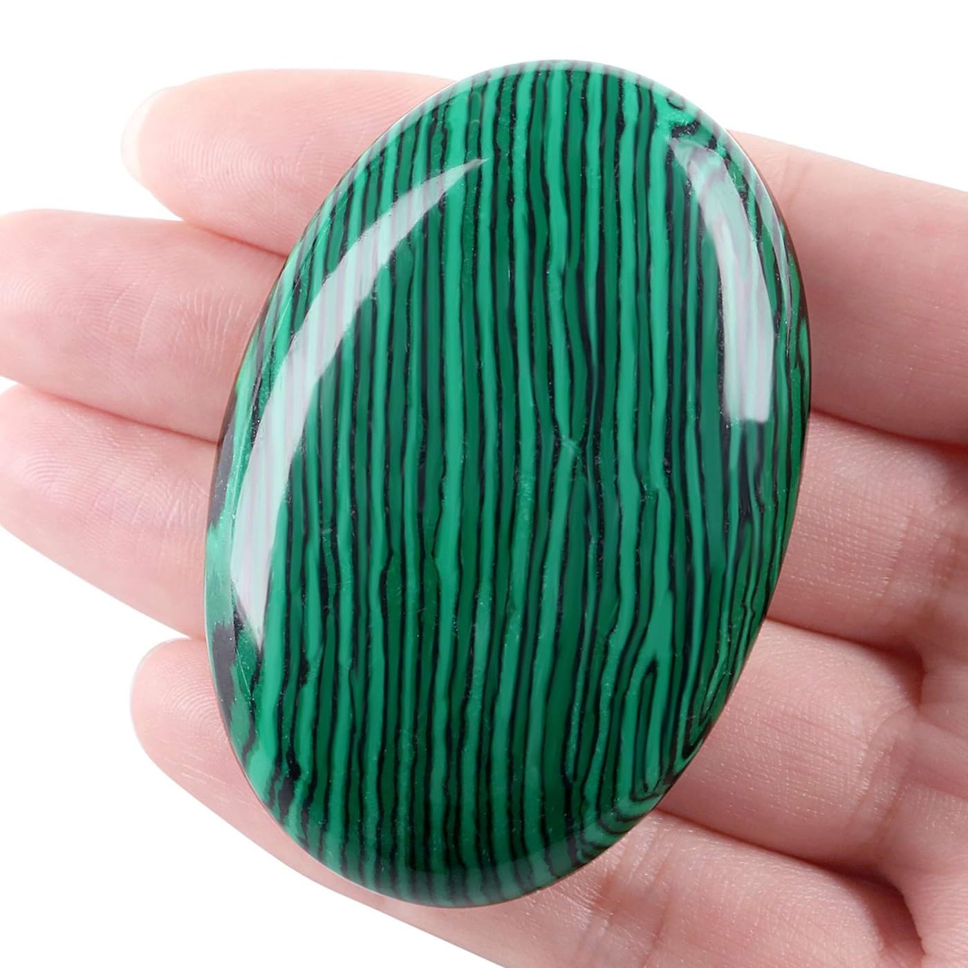LAIDANLA Malachite 2.4" Large Palm Stone Healing Crystals Gemstones Calming Effects Energy Balancing Reiki Polished Worry Stone Cleansing Protection Anxiety Stress Relief Therapy 1PC