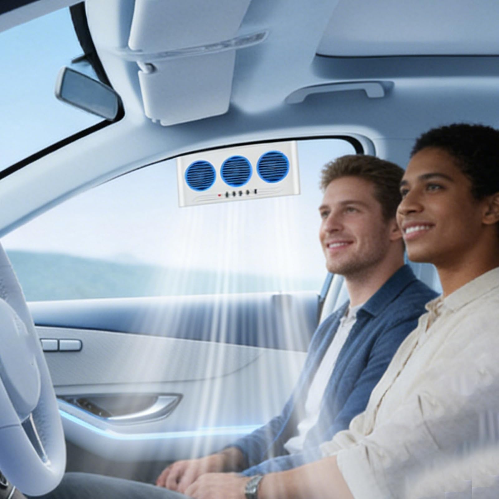 Generico Ventilatore Solare per Auto - Depuratore d'Aria con a LED a Tre Uscite,Ventilatore da Auto | per Viaggi in Camper SUV Furgone Camion Strada Giornaliero