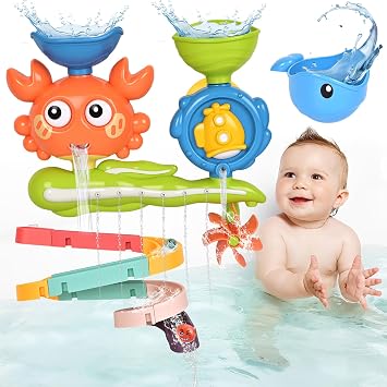 Baby Bath Toys, Water Flow Toy with Suction Cups, Sensory Water Toys Gifts for 1-3 Year Old Toddlers Boys Girls