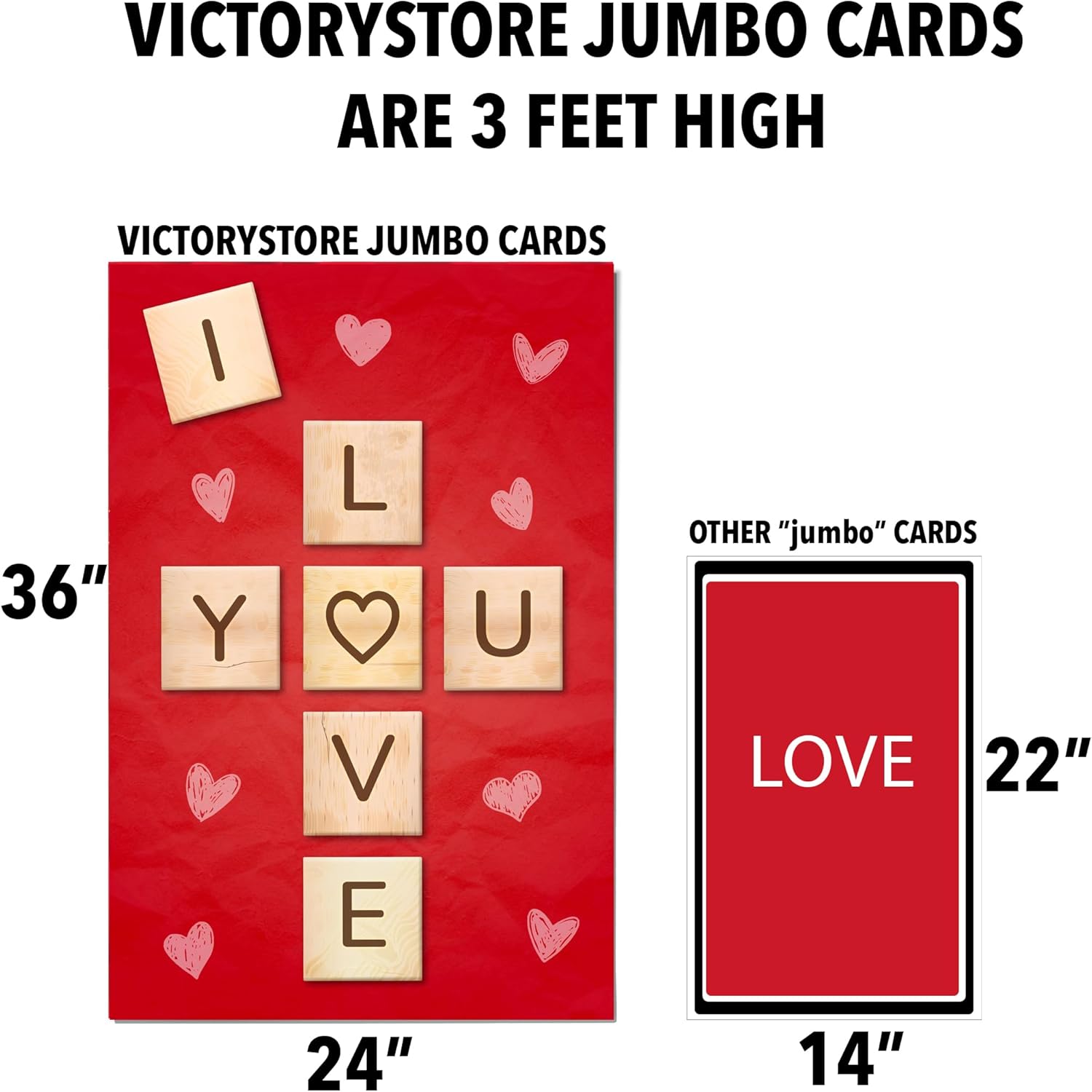 VictoryStore Jumbo 3-Foot Valentine's Day Card - I Love You Word Game - Custom Text Inside