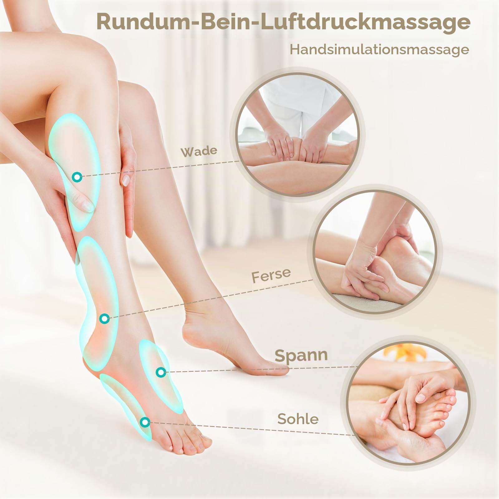 Fußmassagegerät, 2-in-1-Waden-Fuß-Massagegerät mit Luftkompression, Vibration und Wärmetherapie, Bein-Fuß-Massage-Stiefel für geschwollene Beine, Ödeme, kabelloses Design (Schwarz)