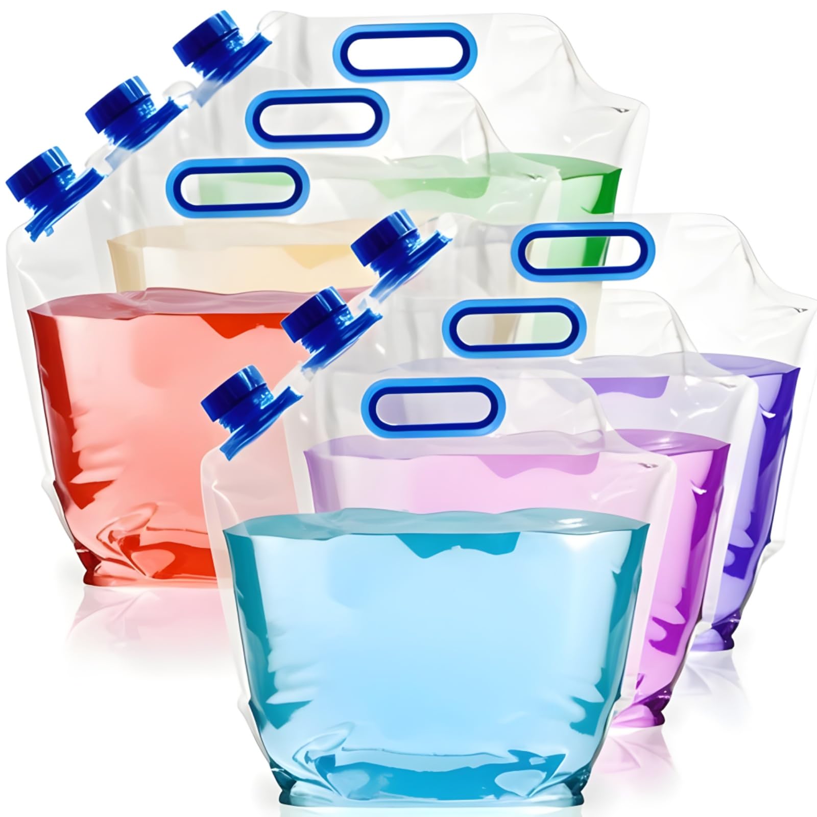 AVLA 6 Pack 6L Collapsible Water Container Bag, Foldable Camping Water Carrier, Portable No-Leak Folding Storage Jug Tank with Handle for Hiking Outdoor Sport Riding Mountaineer, BPA-free