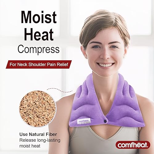 Miniatura 2 de Almohadilla térmica para el cuello apta para microondas para aliviar el dolor, compresa caliente húmeda para microondas, calentador de cuello para