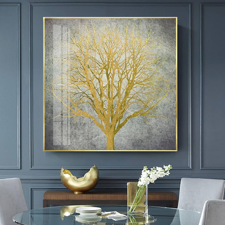 Amazon.co.jp: 抽象ツリーキャンバスウォールアート リビングルーム用