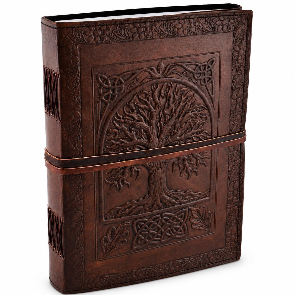Vintage Crafts Grand livre vierge en cuir Arbre de vie