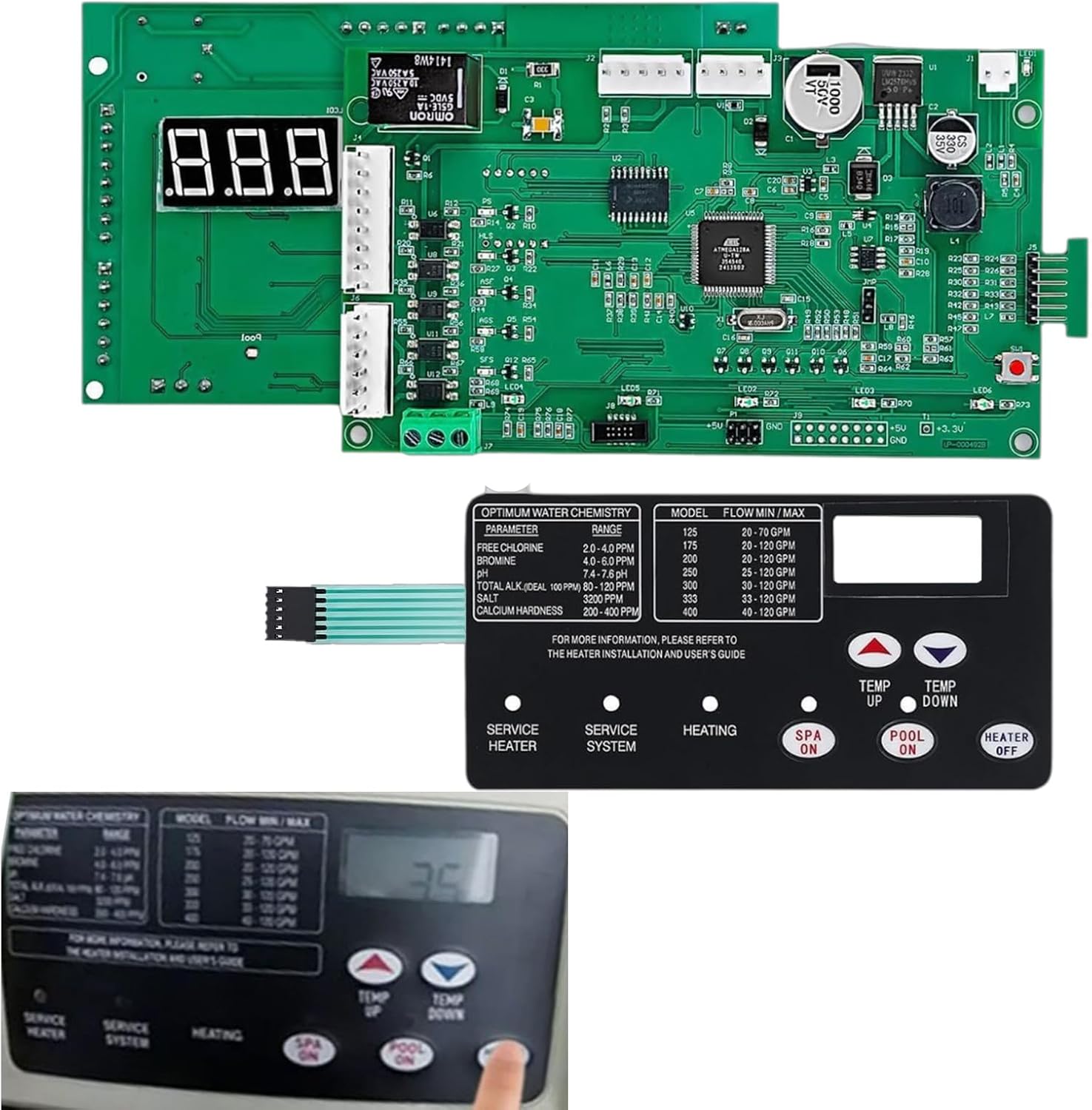 RQG 42002-0007S Control Board Kit with 472610Z Switch Pad, Fits Pentair MasterTemp 200 250 300 400, Fits Sta-Rite Max-E-Therm SR200 SR33 SR400, All NA & LP Series Pool Spa Heater