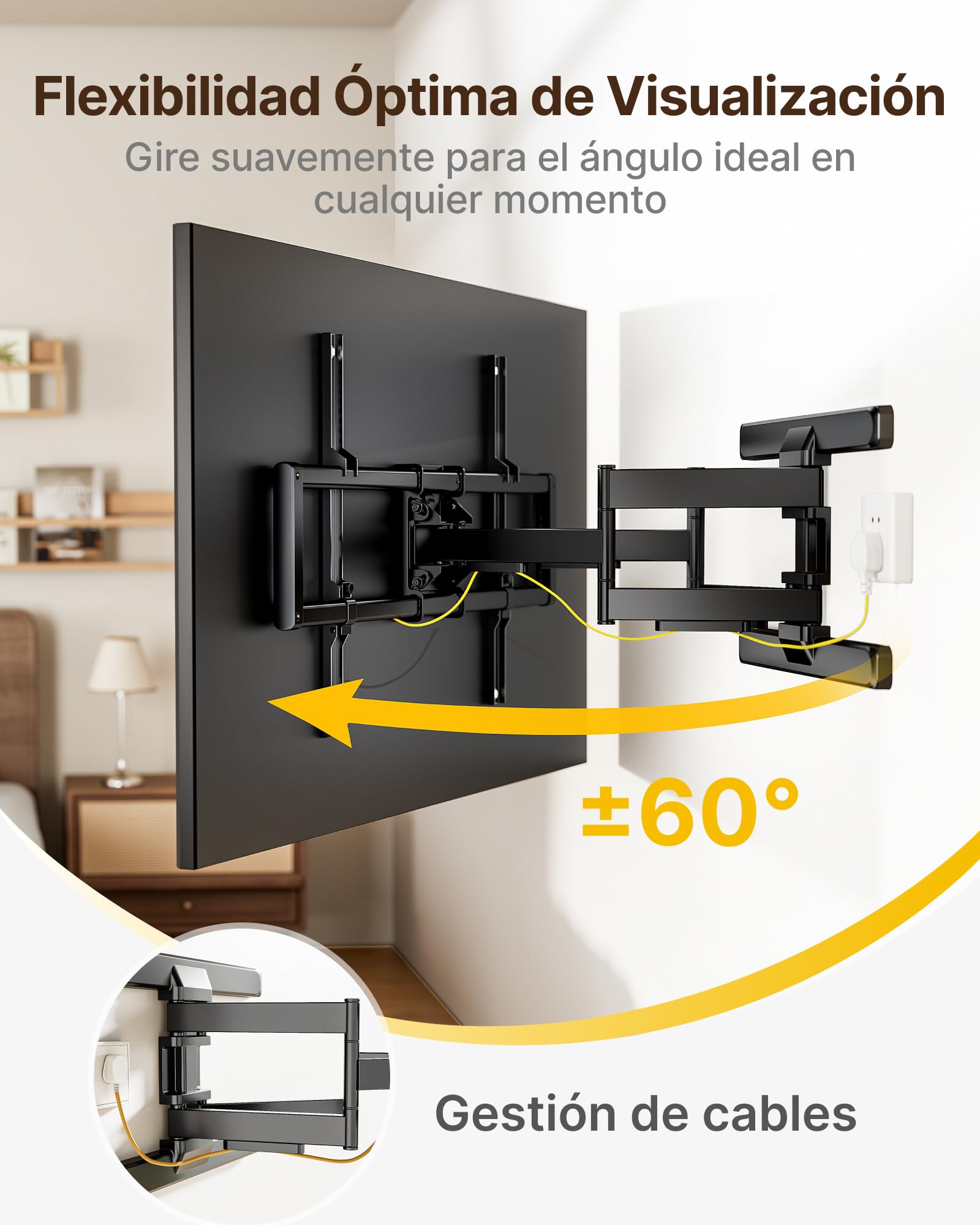 monTEK Soporte TV de Pared 43~95", VESA 800×400mm máx. Carga máx.60kg | Soporte de Televisor de Pared, Soporte de Pared, Modelo de Pared Con Brazos Oscilantes, Giratorio e Inclinable