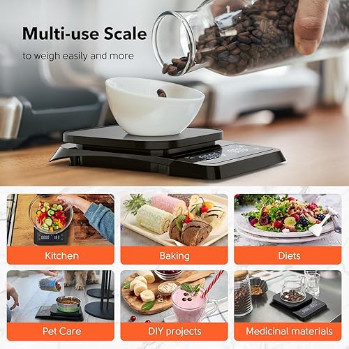 Miniatura 7 de Báscula digital de café con temporizador, báscula de café expreso para verter sobre goteo, escala de alta precisión de 0.00 oz con sensor táctil,