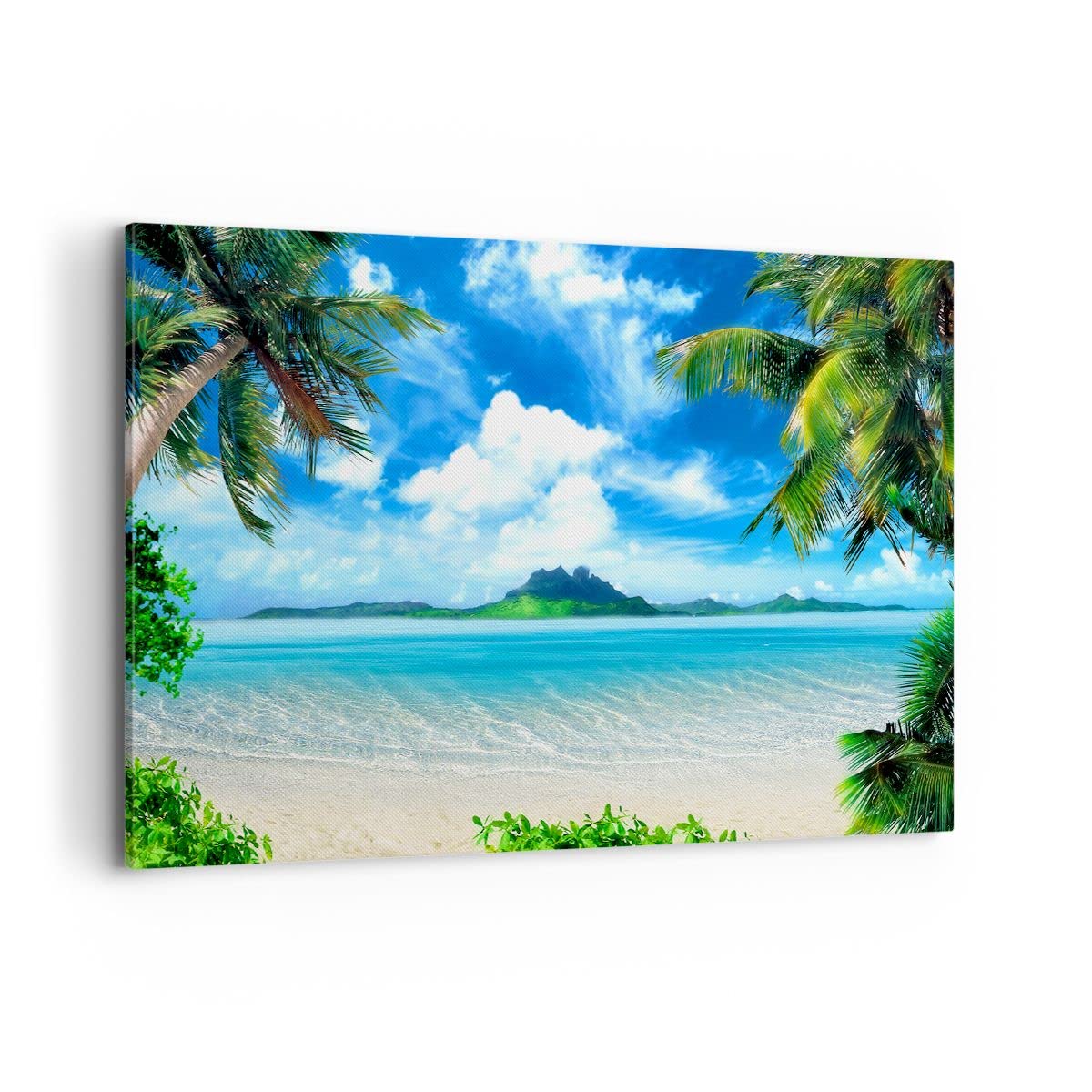 Cuadros Decoracion Salon Playa vacaciones isla palma Lienzos decorativos 120x80cm Cuadro Sobre Lienzo Moderno Dormitorio Cocina Cuadros Pared Imágenes Wall Art Prints Decor Grande XXL AA120x80-2528
