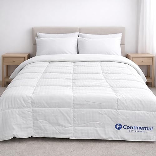 Continental Bedding Affinity - Edredón de tamaño Queen acolchado para todas las estaciones, relleno de edredón alternativo con pestañas en las