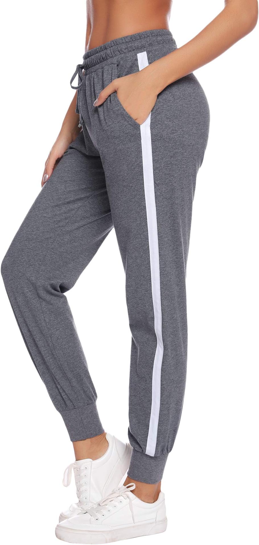 Women's Athletic Casual Sports Trousers,Tapered Leg 2-Stripe Training Sweat Track Pants Jogger Bottoms