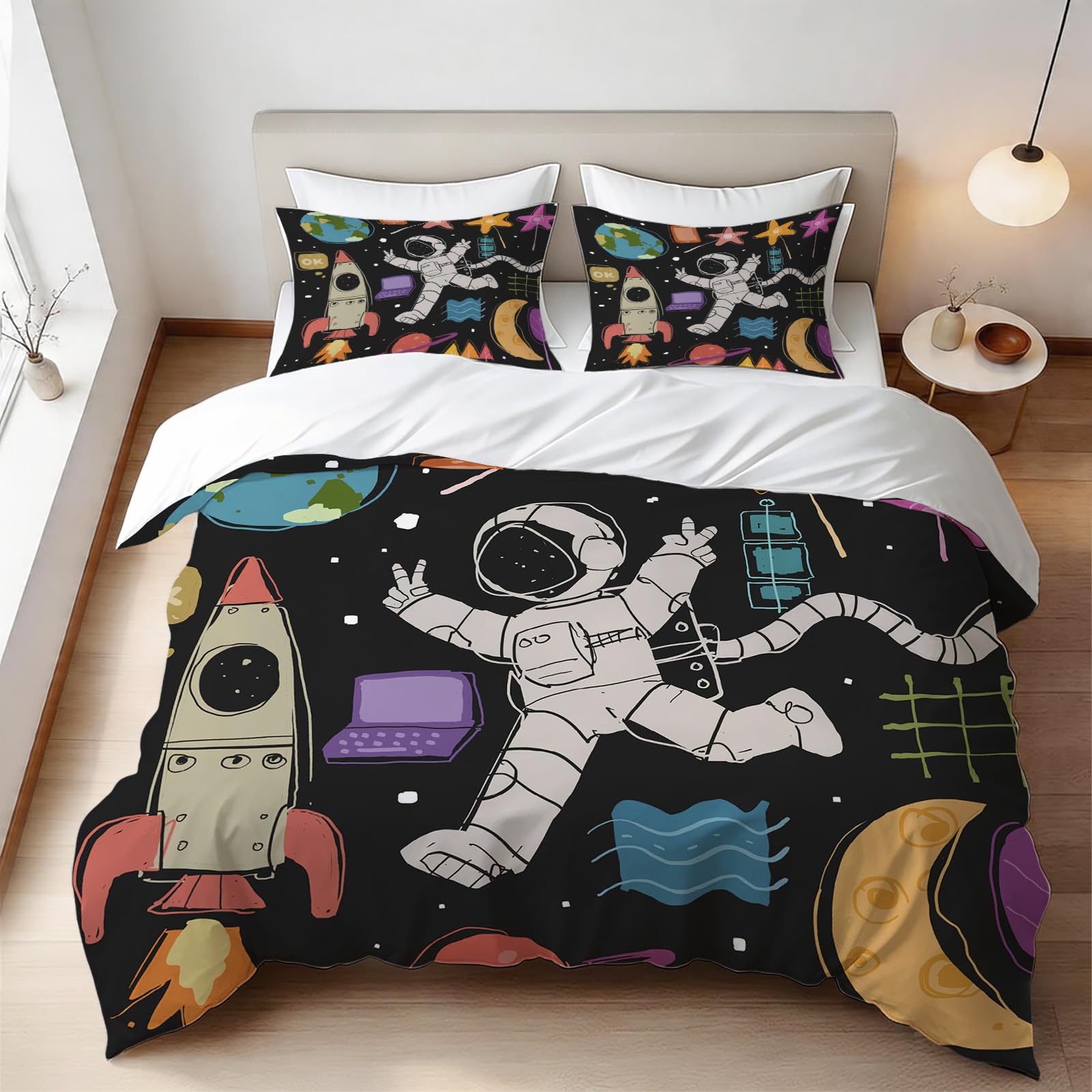 Housse de couette 200x200 cm astronaute au fini 3D haute définition