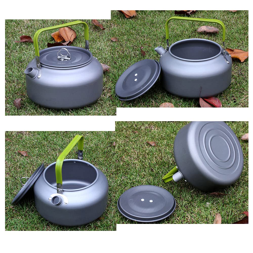 Hervidor de agua de camping al aire libre, caldera de té de aleación de aluminio con bolsa de transporte, pote de café ligero compacto, 0.8L/1.1L/1.2L/1.6L opcional