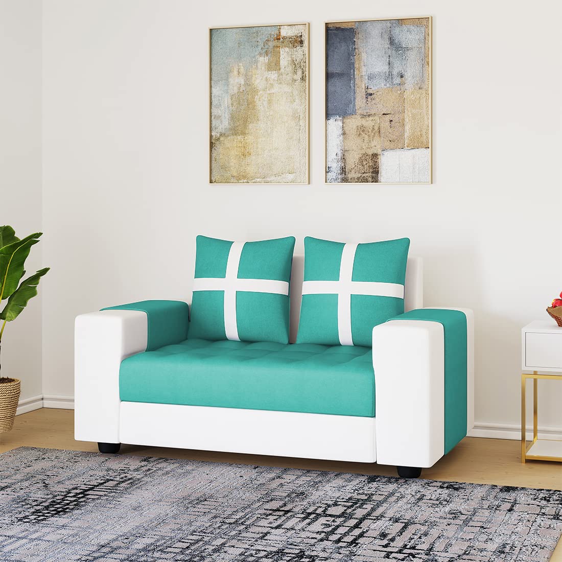 Torque Jamestown Seater Fabric Sofa Aqua Blue Living Room
