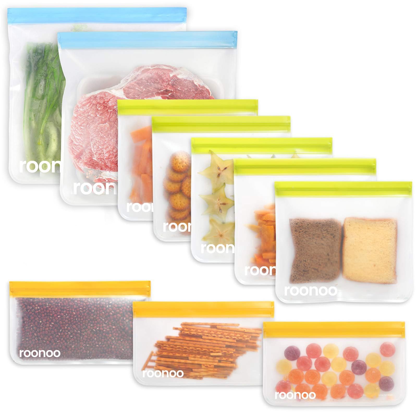 10 Pack Reusable Silicone Food Storage Bags, Leakproof Dishwasher Safe Reusable - View #6