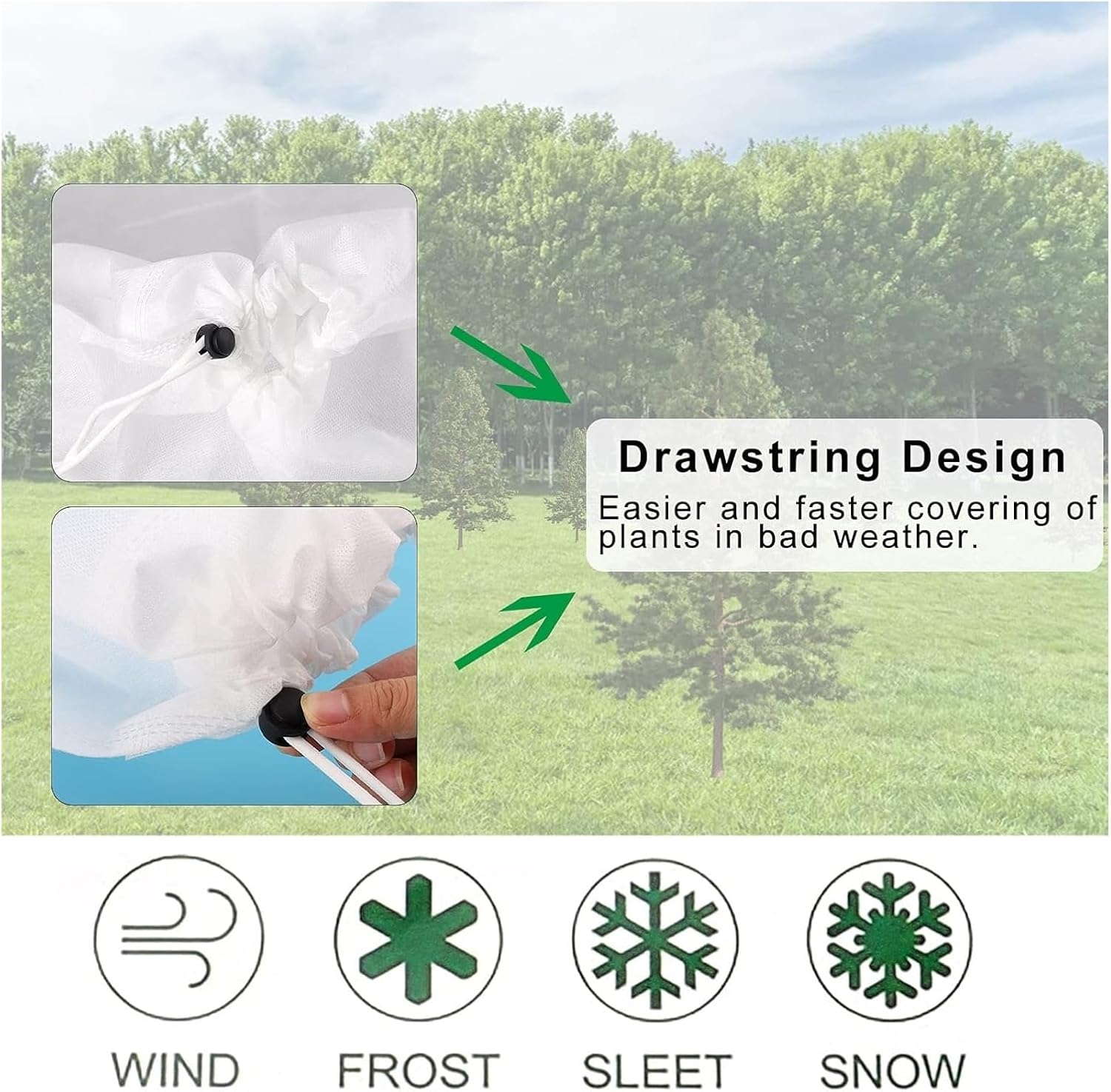 Plant Frost Protection Covers,Garden Plant Frost Protection Covers, Plant Antifreeze Covers,Winter Drawstring Plant Freeze Protection Cover Bags(120 * 180cm)