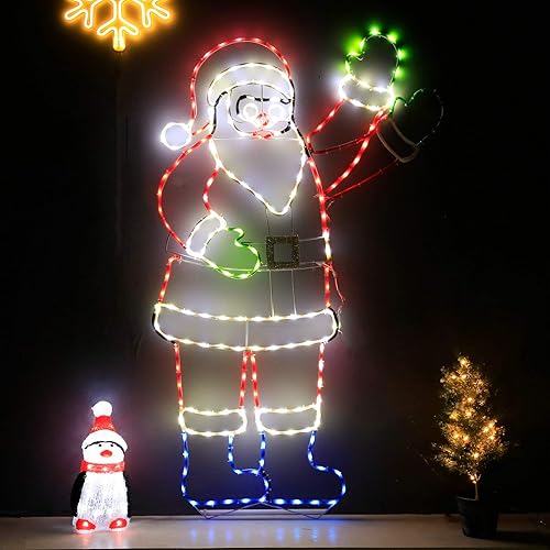Miniatura 6 de Snokip 193 luces LED de muñeco de nieve con controlador, luz de neón preiluminada colorida para exteriores, interiores, hogar, jardín, Navidad,