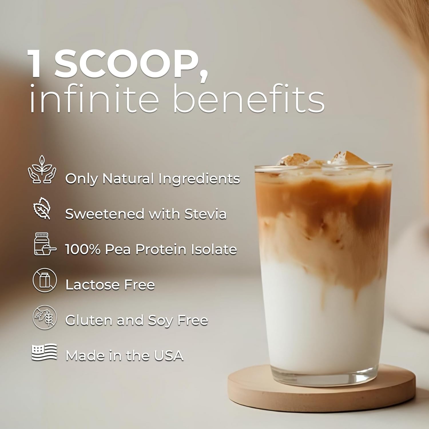 About Time Coffee + Vegan Protein (Non-GMO, All Natural, Lactose/Gluten Free, 16g of Protein Per Serving) – 1.03lb, Coffee Mochaccino - Image 3