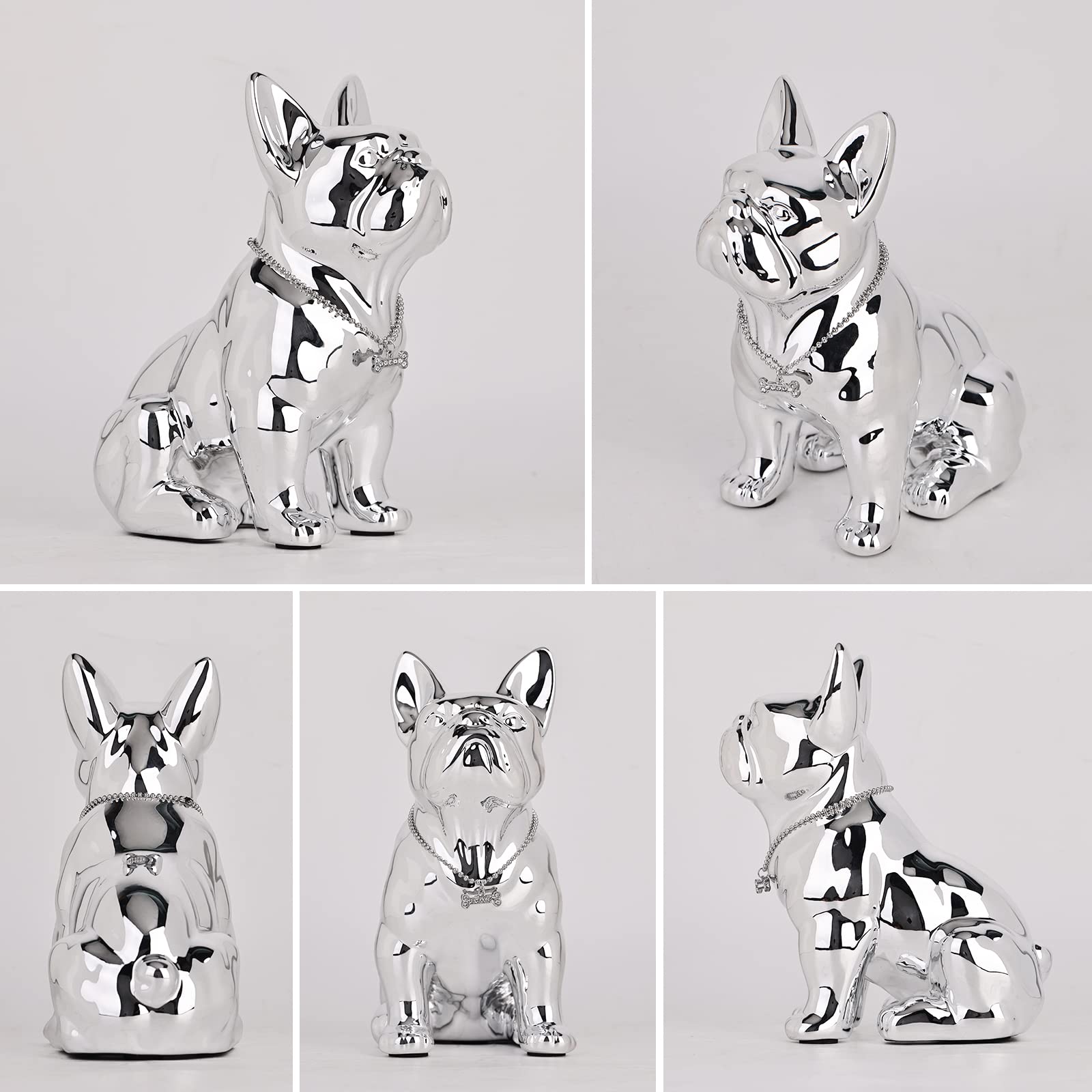 STATUE CHIEN BOULEDOGUE Français en céramique, modèle "Drip" hauteur 17