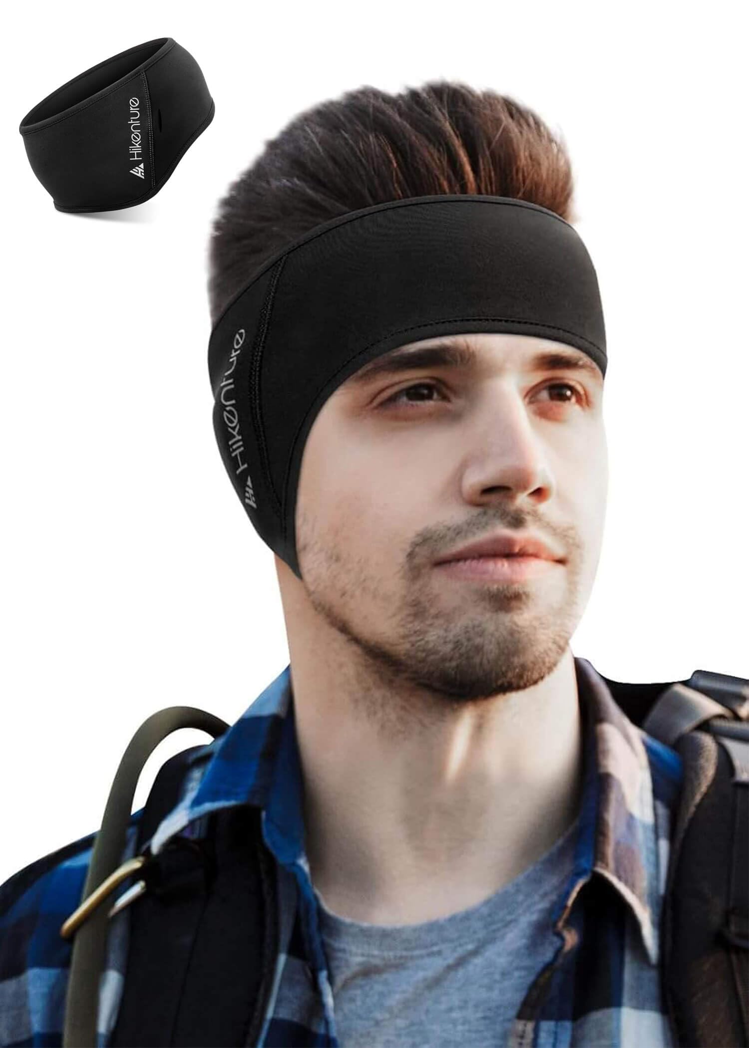 Ear Warmer Headband, Fleece Ear Muffs for Men & Women, Winter Running Headband, Black