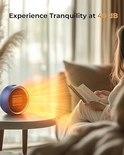 Miniatura 6 de Calentador de espacio para uso en interiores, calentador eléctrico portátil con calentamiento rápido 2S y cerámica PTC, protección contra