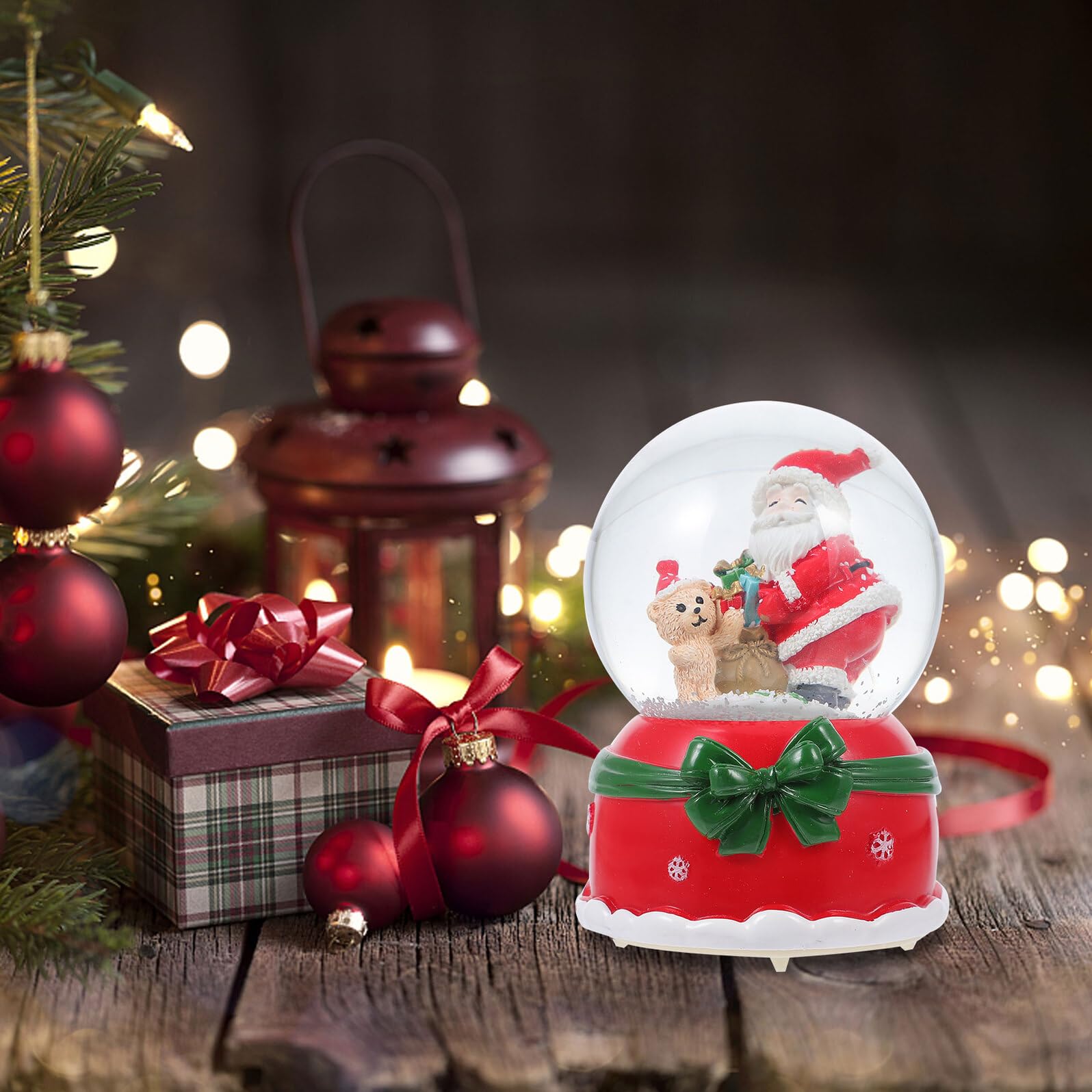 BESPORTBLE Carillon Natalizio a Sfera di Cristallo Luminosa Babbo Natale Decorazione Musicale Natalizia per Atmosfera Festiva e Regalo Accessorio Fotografico per Momenti in Famiglia
