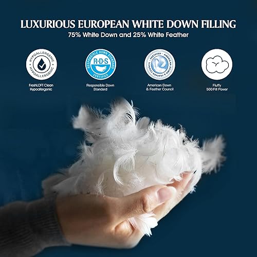 Miniatura 8 de Serta 500 Fill Power Hotel Collection - Almohada reforzada de 300 hilos para cama lateral de cama, hecha en Estados Unidos, 1 unidad (paquete de 1),