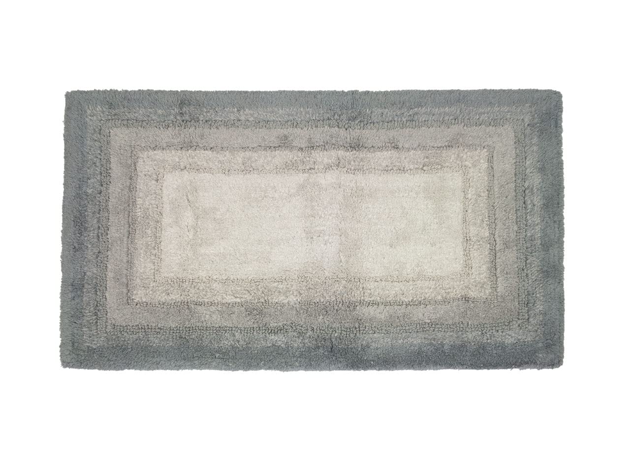 BIANCHERIAWEB Tappeto Bagno Rettangolare in Spugna Morbida Antiscivolo Degradè Carbone 55x110 Carbone