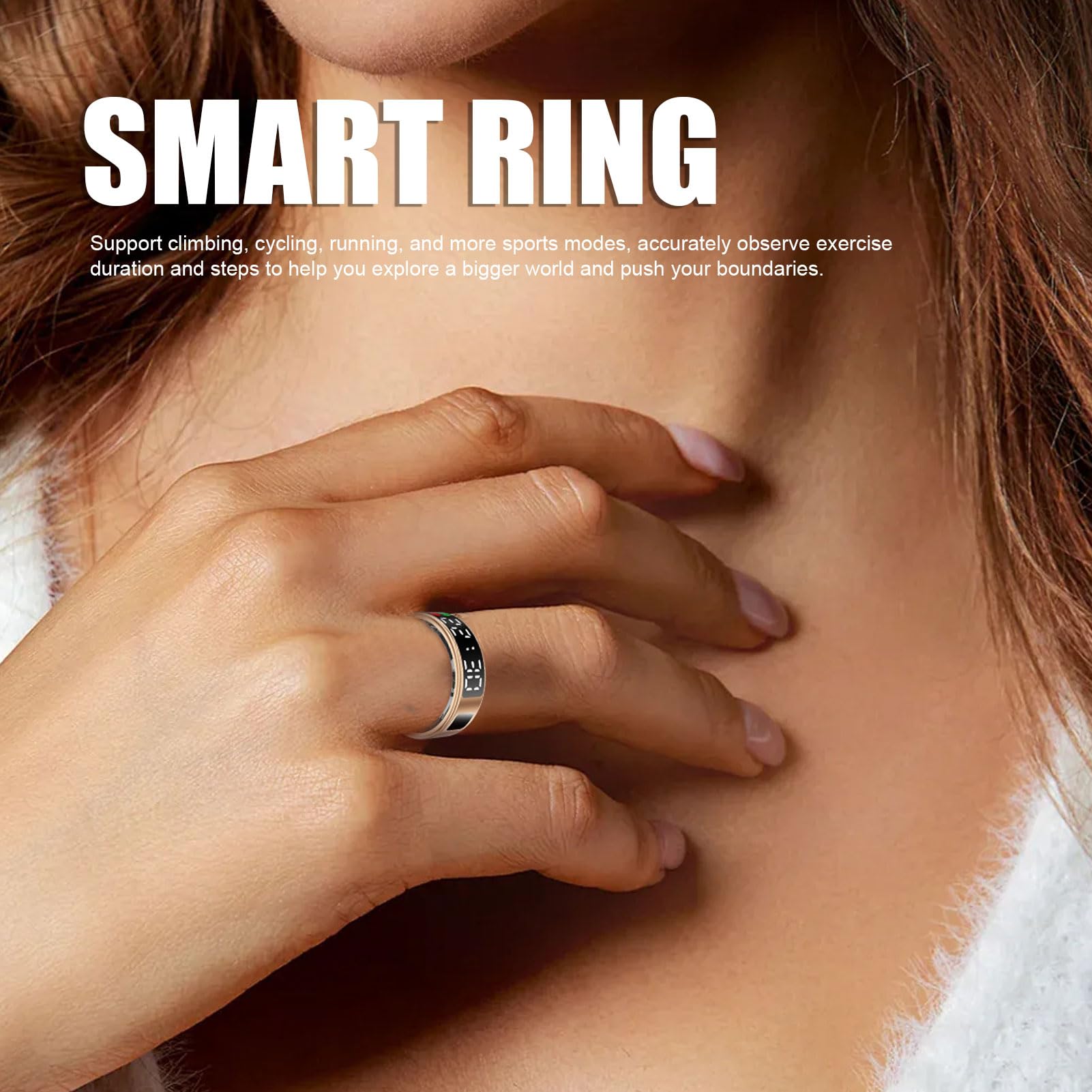 Vikye Smart Ring Health Tracker, Water Proof Sleep Tracking Wearable Health Ring with Touch Screen, Health Fitness Tracker Rings with Charging Case, with Multiple Sport Modes (21.6mm /