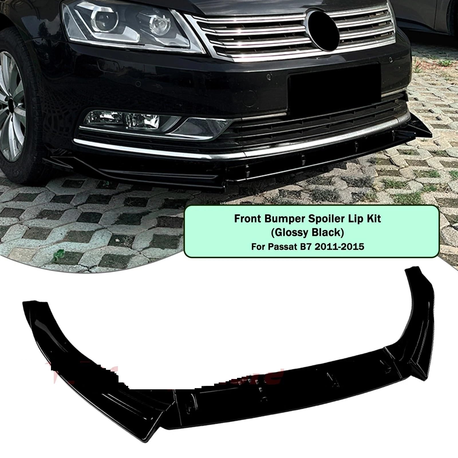 Uniwersalny spoiler Do Passat B7 11-15 Standard Version Glossy | Black Diffuser Splitter Body KitABS Przedni Dokładka przedniego zderzaka