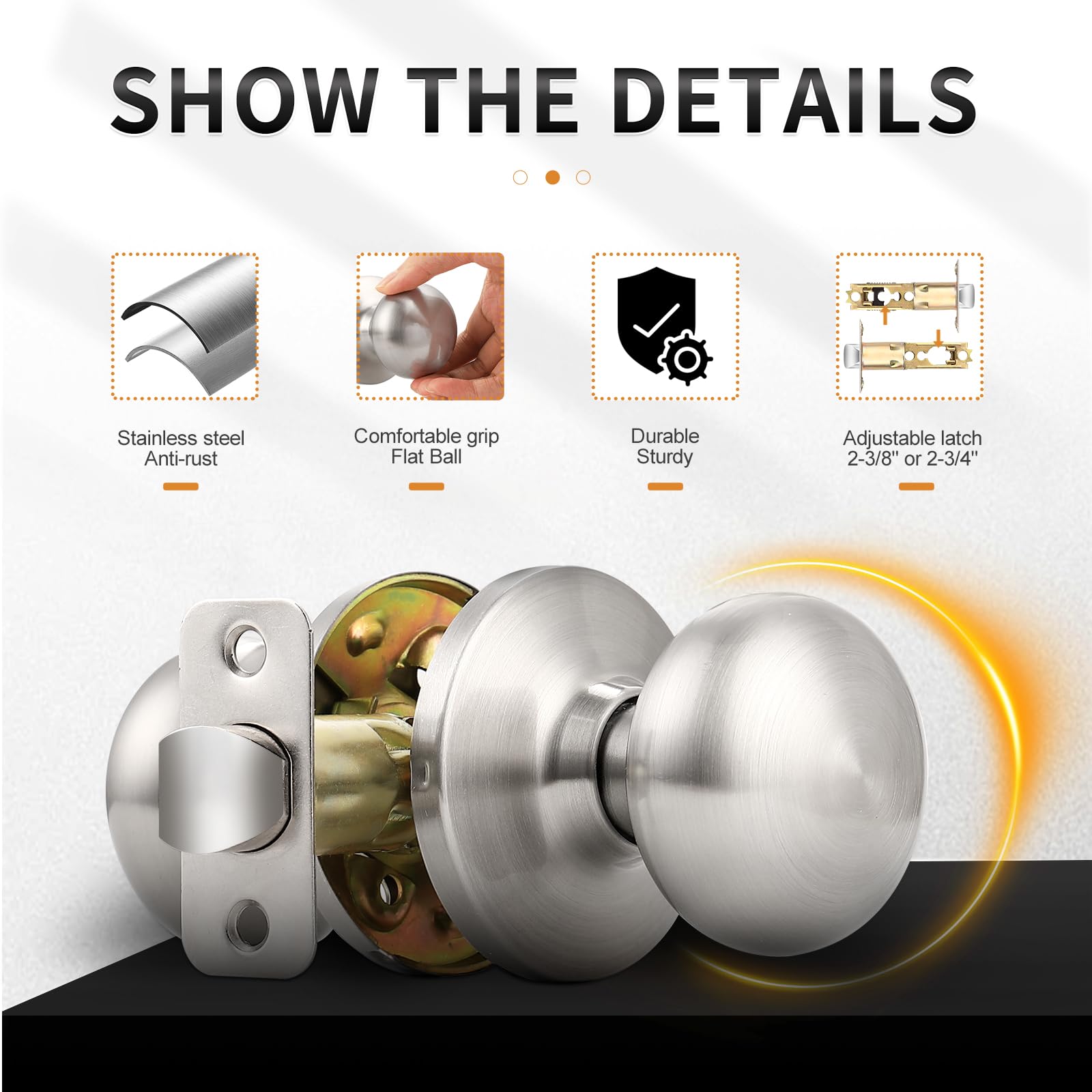 Brushed Nickel Door Knobs - Stainless Steel Interior Passage Knobs -2 Brushed Nickel Door Knobs - Stainless Steel Interior Passage Knobs -2