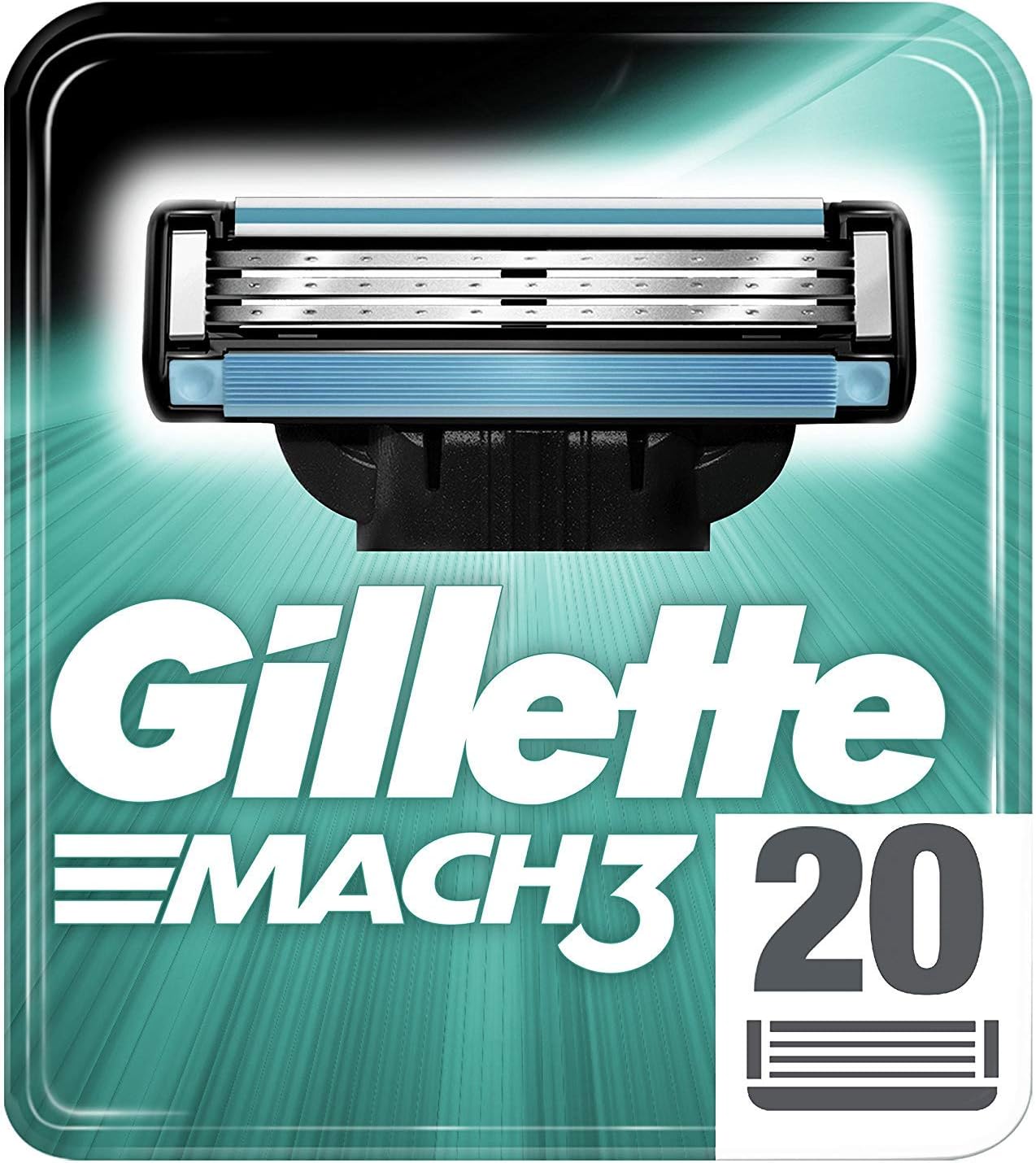 Gillette Mach3 razor blades for men, 20 pieces