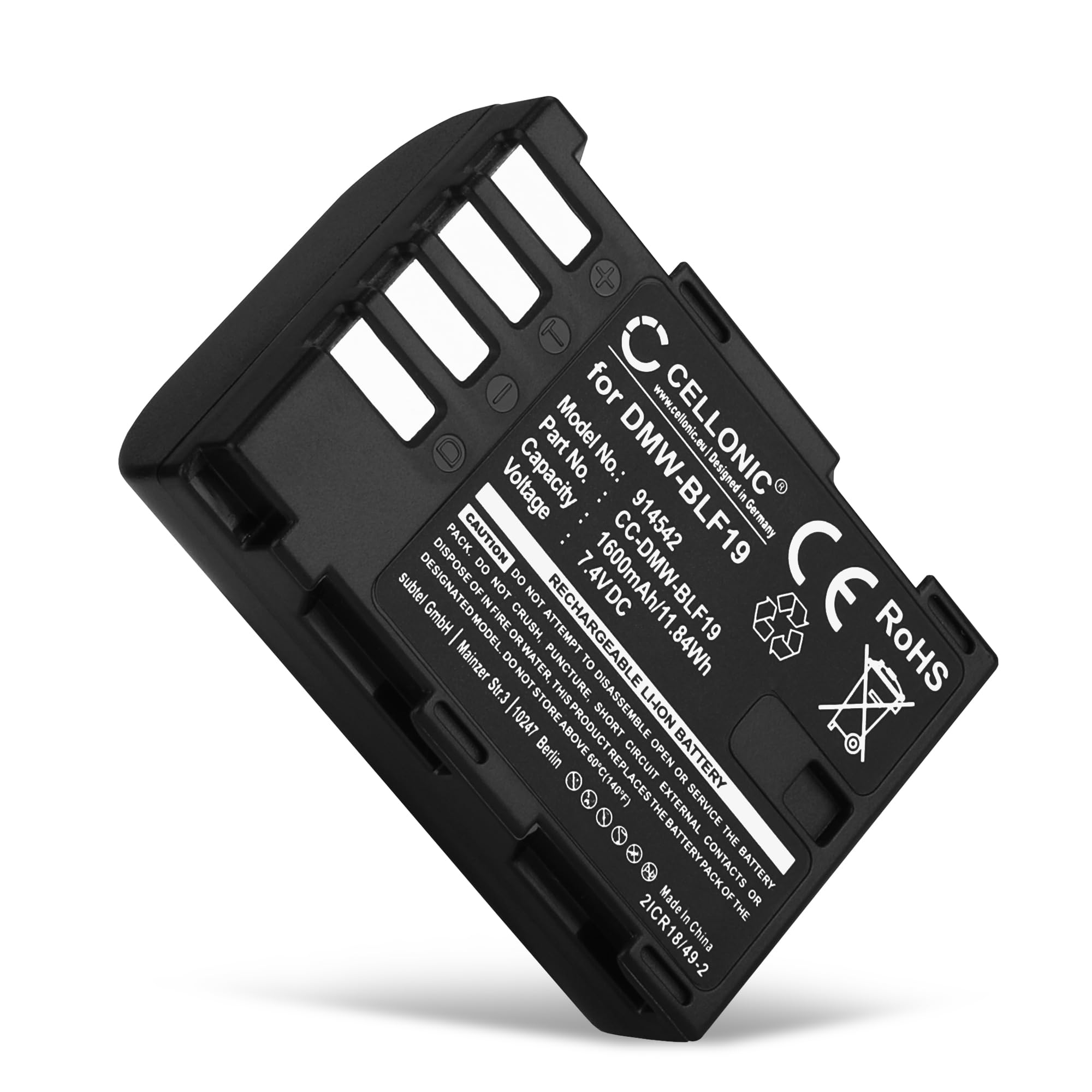 Cellonic Dmw-Blf19 Dmw-Blf19e Dmw-Blf19pp Battery Replacement For Panasonic Gh5 Lumix Dc-Gh5s Dmc-Gh4 Gh4 Gh4r Gh4h Gh3 Lumix Dmc-Gh3h Gh3a G9 Lumix 4250264929609
