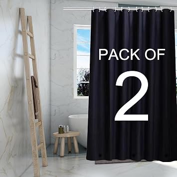 TIKABC Black Shower Curtain Liner, 4G PEVA Shower Liner, Plastic Peva Waterproof Shower Curtains, 72x72 inch with Grommet Holes 3 Magnetic Weights