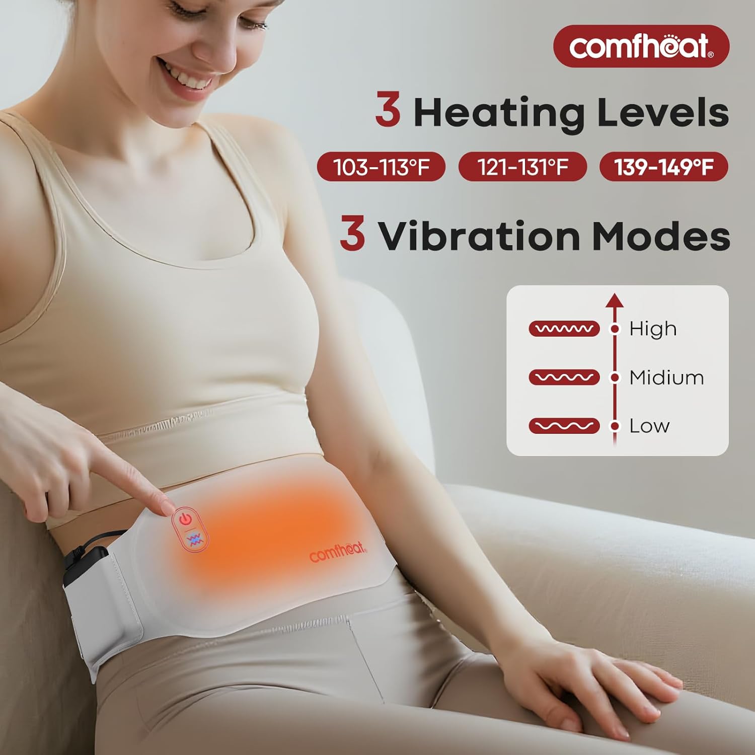 Portable Infrared Heating Pad for Period Cramps Pain Relief, Ultra Thin Cordless Menstrual Relief Abdomen Belly Heat Belt Wearable Heating Pads, Gift for Women Girl Mom - Image 5