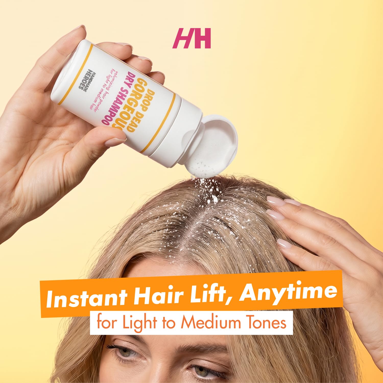 Handmade Heroes Champú seco sin aerosol en polvo | 1.8 onzas | 100% natural y vegano | Para cabello claro y cabello rubio
