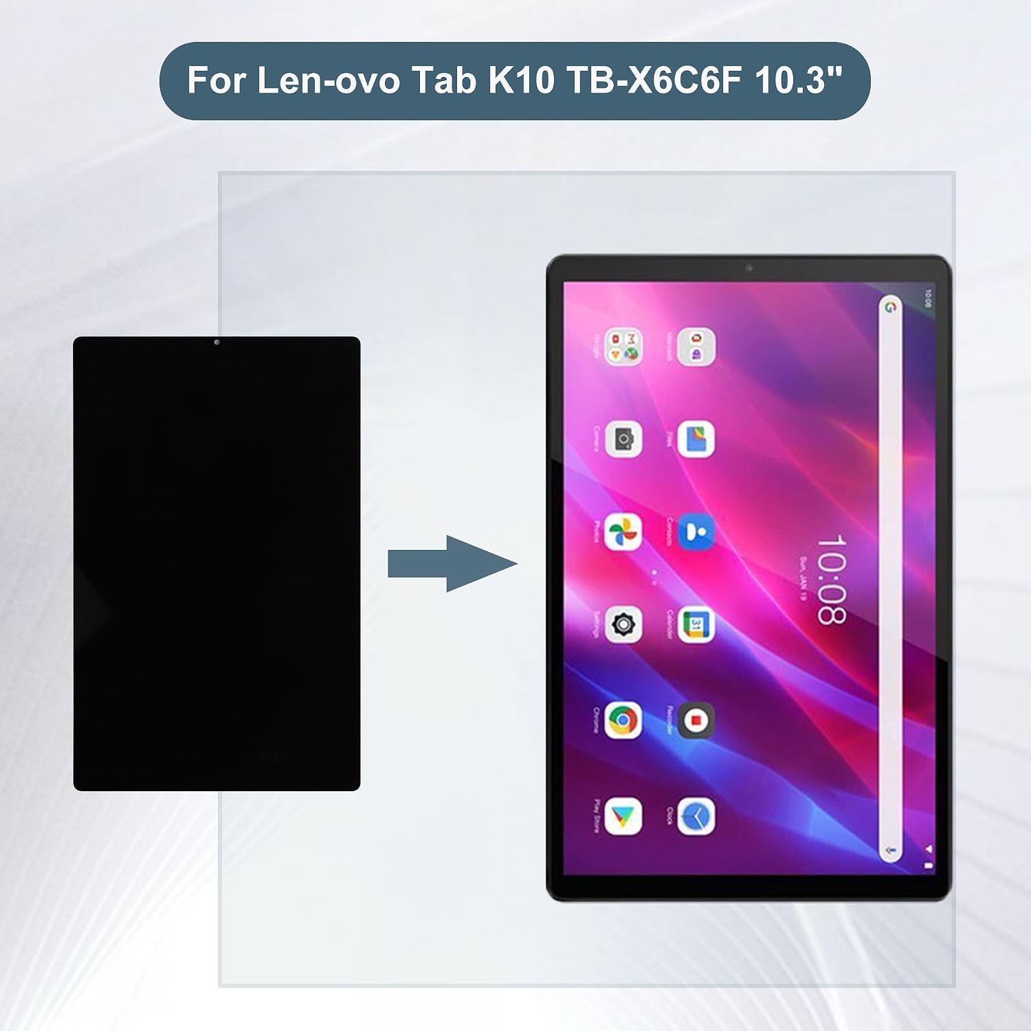 Replacement LCD Display Touch Screen Digitizer Assembly Compatible with Lenovo Tab K10 TB-X6C6F 10.3" with Tools（Black）