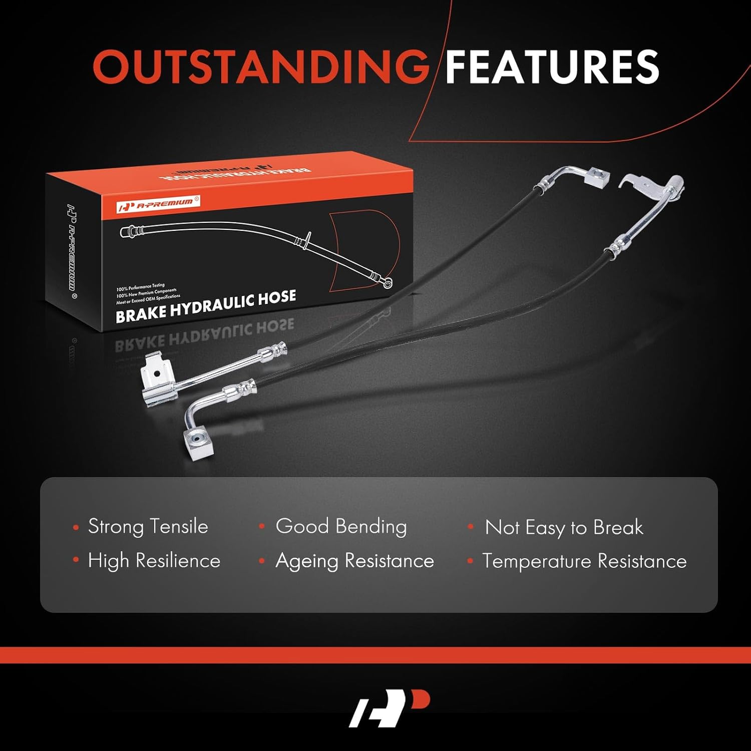 A-Premium Rear Driver and Passenger Side Brake Hydraulic Hose Compatible with Select Jeep Models - Wrangler 2007-2013 - Pack of 2