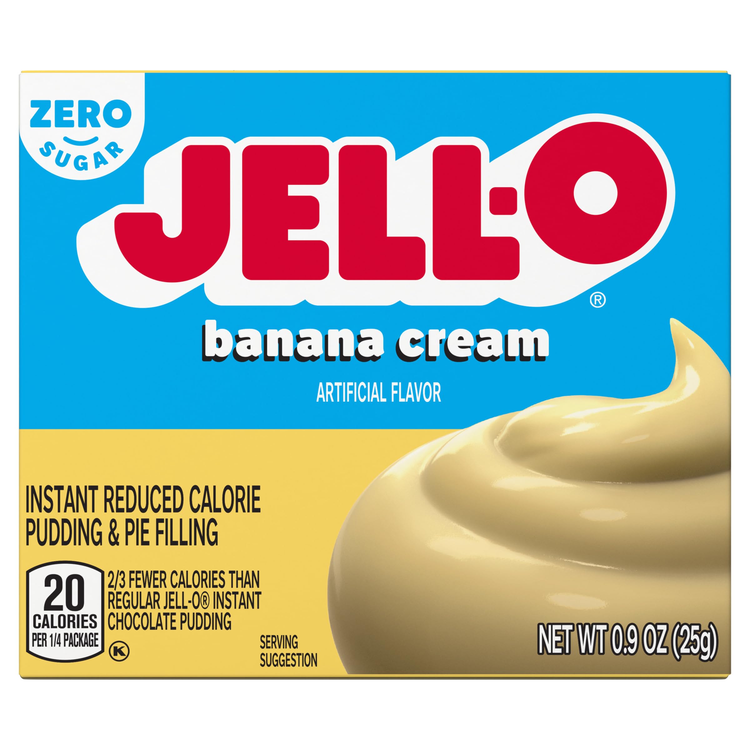 Jell-O Banana Cream Zero Sugar Instant Reduced Calorie Pudding Pie Filling Mix 0 9 oz Box — view 9