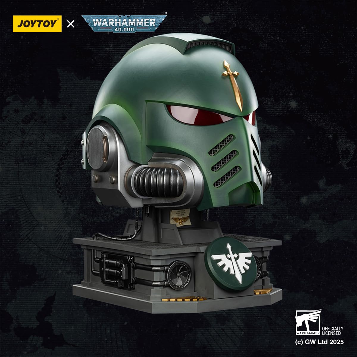 TOYVERSE JOYTOY Warhammer 40 000 Dark Angels MkX kask i stojak ekspozycyjny w skali 1:1, model postaci i figurka kolekcjonerska 15+