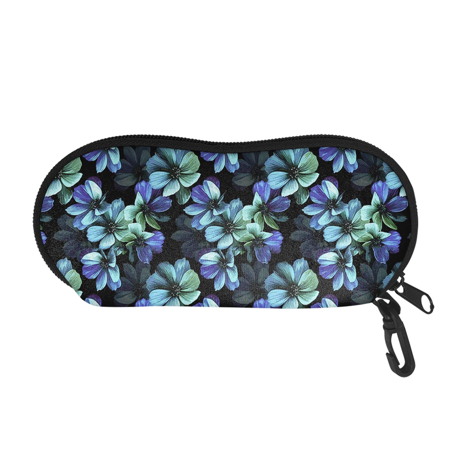 SEANATIVE Anti-Scratch Zipper Sunglasses Case with Hook Portable Travel Green Daisy Women Eyeglasses Pouch Holder
