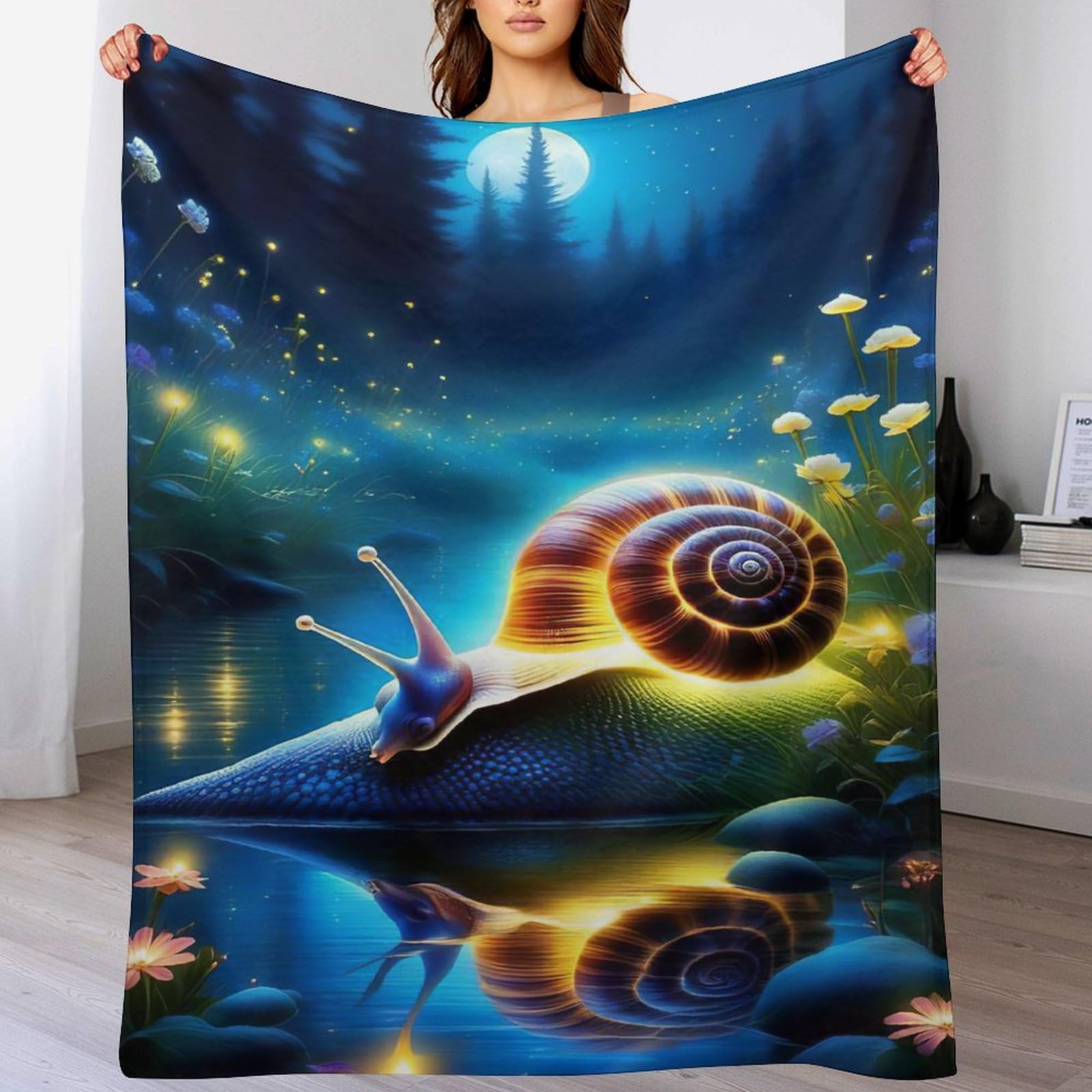 Couvre-lit escargots plaid grand format anti-froid 180x200
