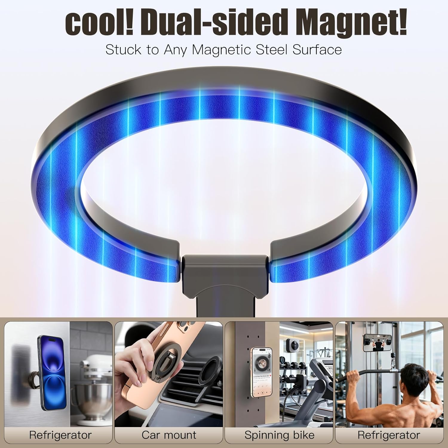 Magnetic Phone Ring for MagSafe Grip [Dual-Sided Magnetic] [Super Magnet] [Magnet Phone Stand Grip Compatible with Car Mounts] Mag Safe Accessory for iPhone 17/16/15/14/13 Pro Max Plus, Grey - Image 5
