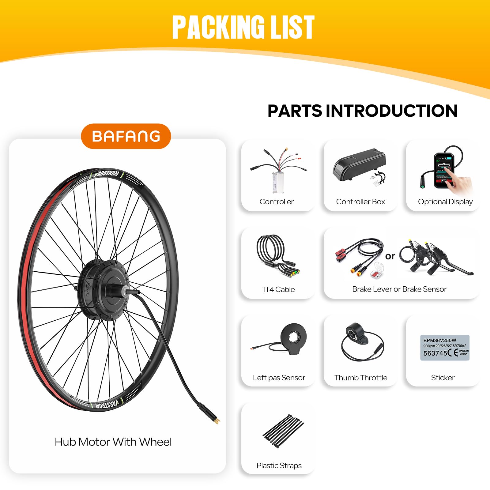 BAFANG 48V G020 EBike Umbausatz mit Hinterradmotor, 20"/26"/27,5"/28"/29"/700C E-Bike Nachrüstsatz mit Smart Controller, optionalem Display & optionalem Akku für MTB & City E-Bikes