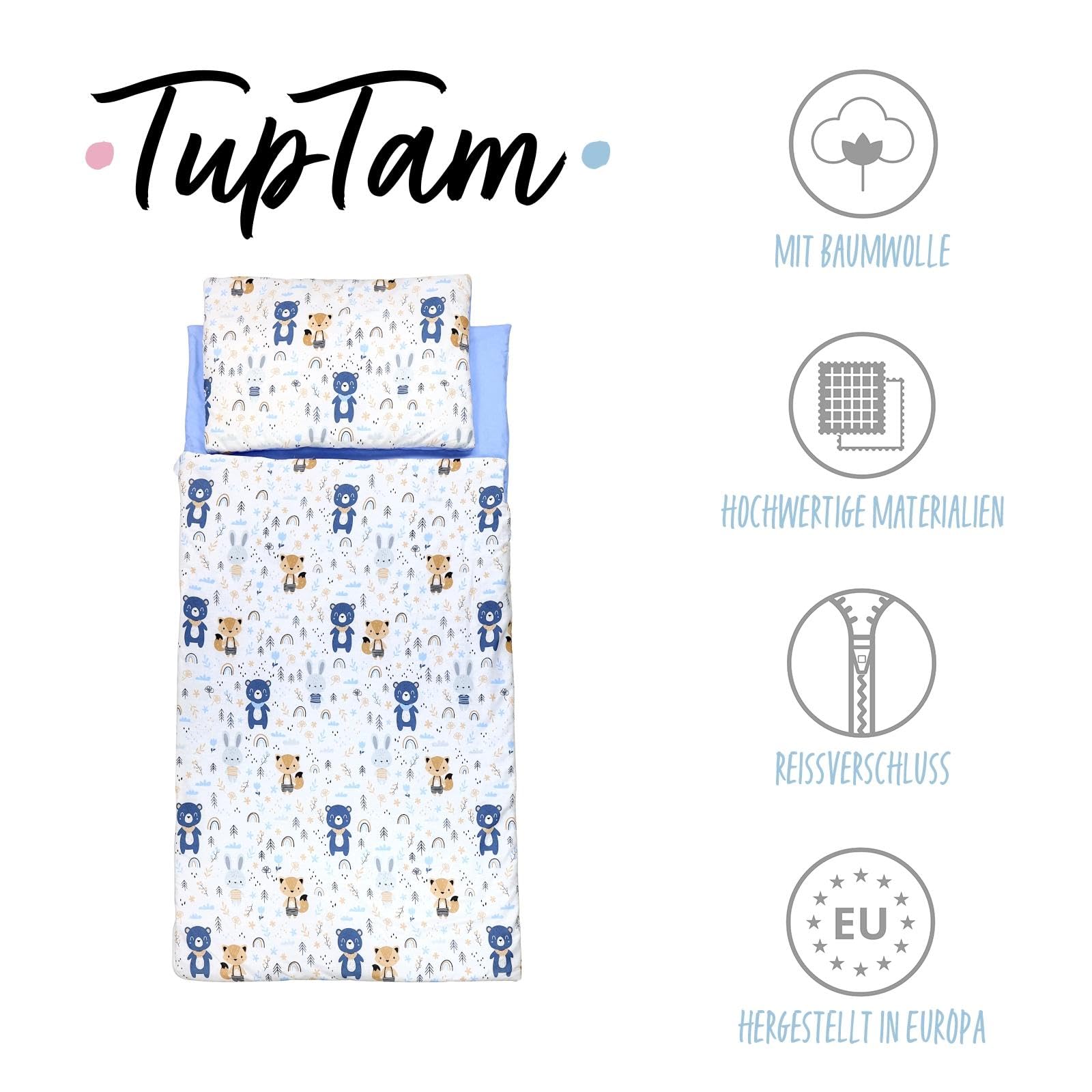 TupTam Sac de Couchage-Couverture avec Oreiller et Sac — Sac Enfant 135×70 cm pour Maternelle, Voyages et Maison