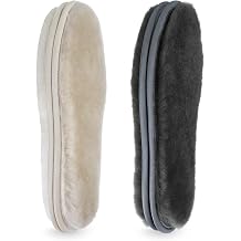 riemot 2 Pairs Genuine Sheepskin Insoles for Women Men, Thick Replacement Shearling Inserts for Uggs Boots Slippers, Warm Furry Winter Wool Liners Grey Beige EU 44