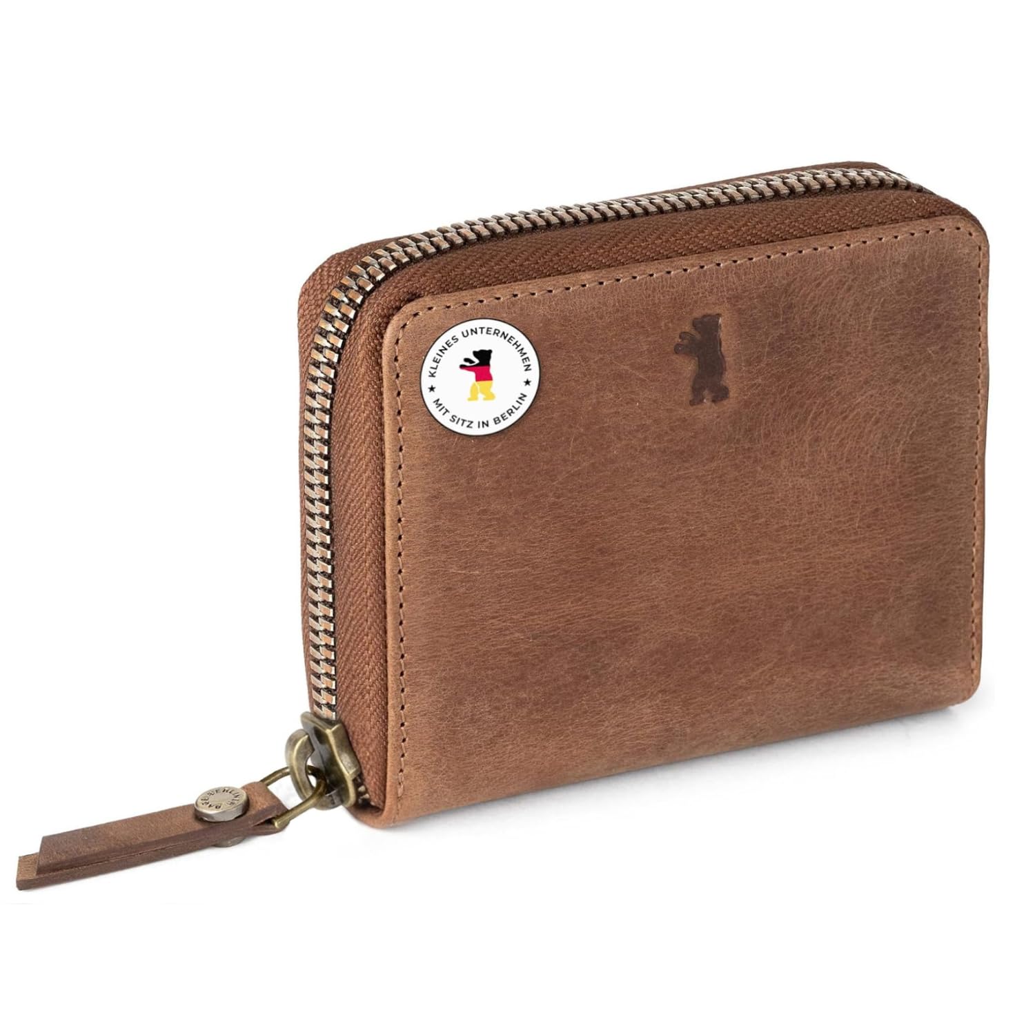 Berliner Bags Vintage Geldbörse Palermo, Kleines Portemonnaie Damen, Geldbeutel aus Leder, mit TÜV-geprüftem RFID-Schutz, inkl. Geschenk-Box, für Damen – Braun
