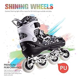 Kuxuan Boys Adjustable Inline Skates with Light up Wheels, Fun Illuminating Skates for Kids Girls Youth