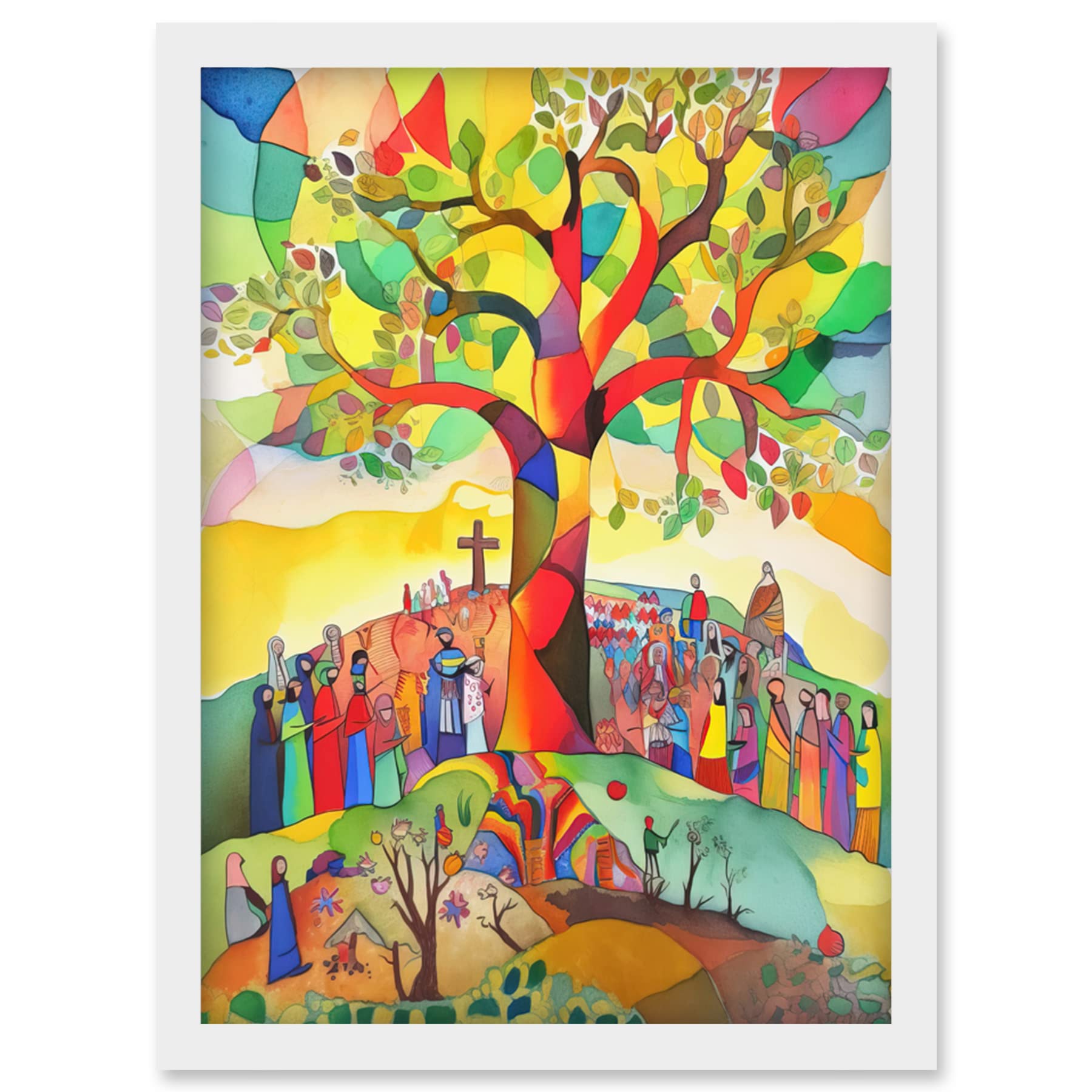 Artery8 The Sermon On The Mount Jesus Folk Art Bible Artwork Framed Wall Art Print A4