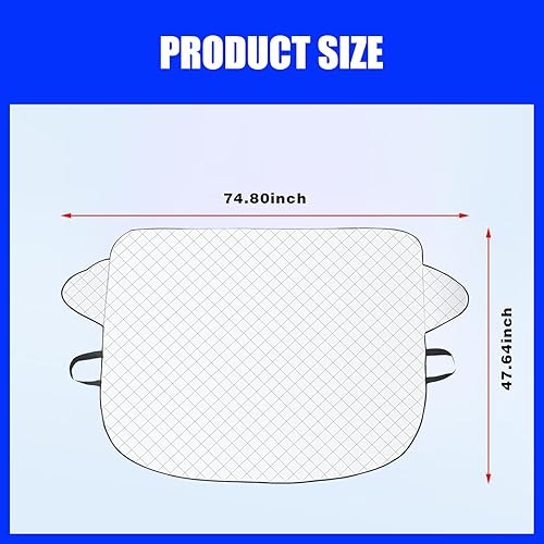 Miniatura 2 de 1 funda protectora para parabrisas delantero de automóvil de 74.8 x 47.6 pulgadas, protección de 4 capas para nieve y hielo, protector para todo